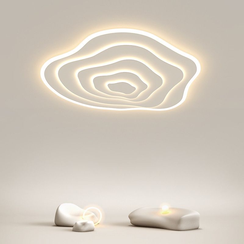 Single White LED Flush Mount Lighting Modern Unique Ceiling Light for Bedroom