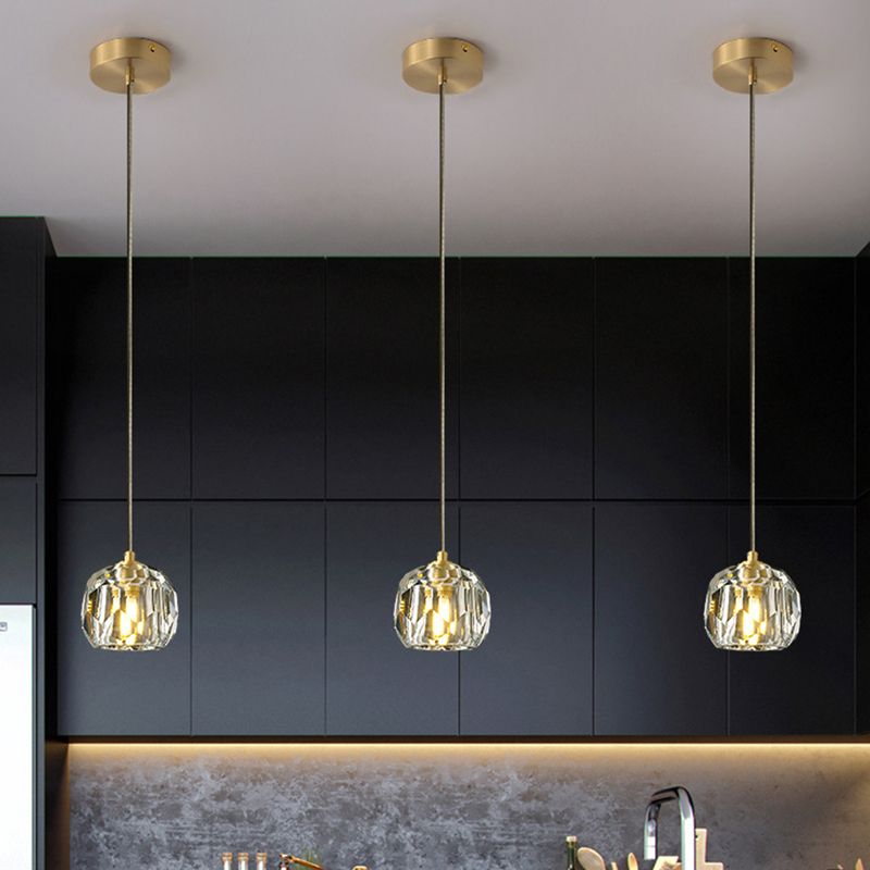 Geschnitzte kristallförmige Decke Anhänger moderne Goldhängerlampe für Esszimmer