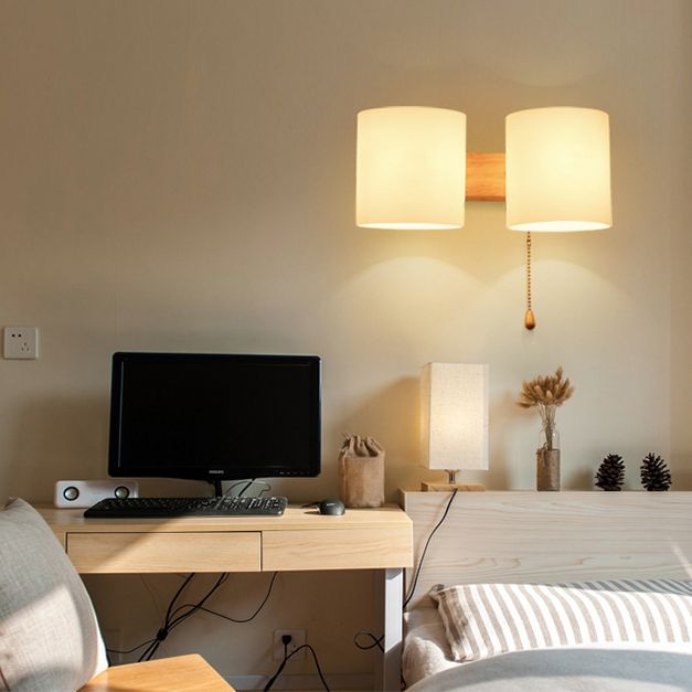 Cylinder Wall Sconce Lighting Modern Glass White Wall Mount Light Fixture for Bedroom