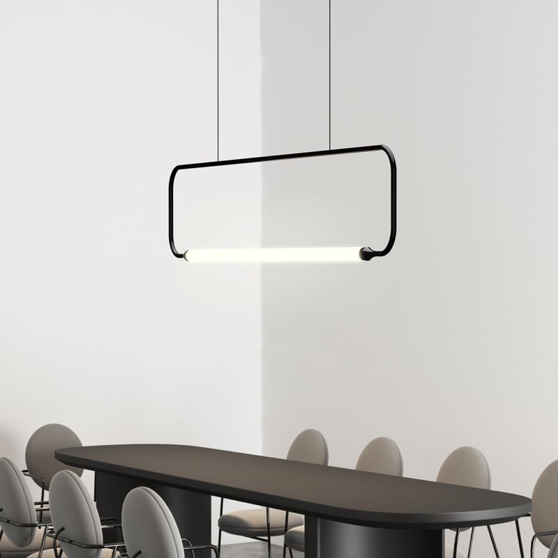 Moderner Stil Rechteck hängen Anhänger Leuchtmetall 1 Licht Anhängerleuchte