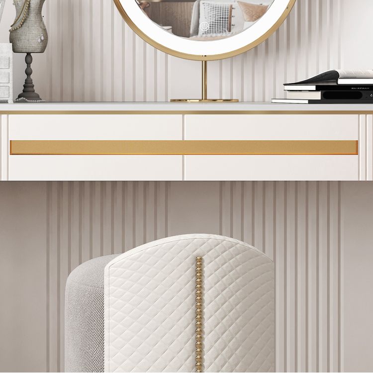 Metal Makeup Dressing Table Luxurious Stone Top Vanity Stool Set