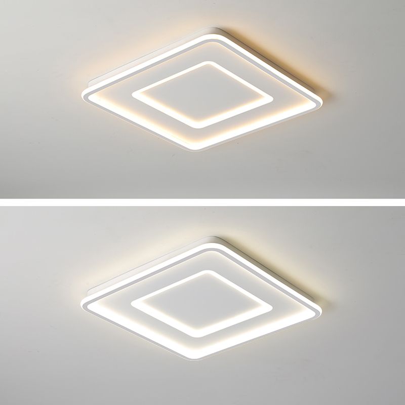 Luminaire de plafond encastré carré contemporain en métal pour chambre à coucher