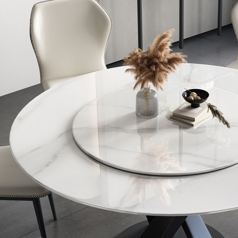 Round Pedestal Table Simplicity Style Stone Dining Site Table with Turntable