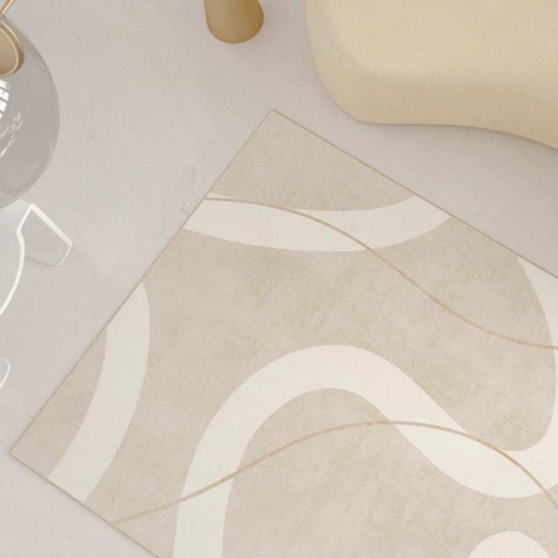 Apricot Tone Nordic Area Carpet Polyester Abstract Print Indoor Rug Easy Care Carpet for Living Room
