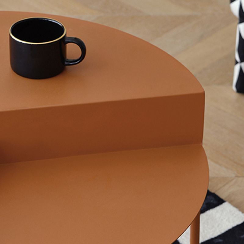 Geometric Metal Coffee Table Dia 27.6" 3 Legs Cocktail Table