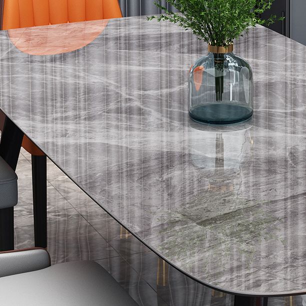 Traditional Luxury Stone Dining Table Rectangle Tripod Base Dining Table