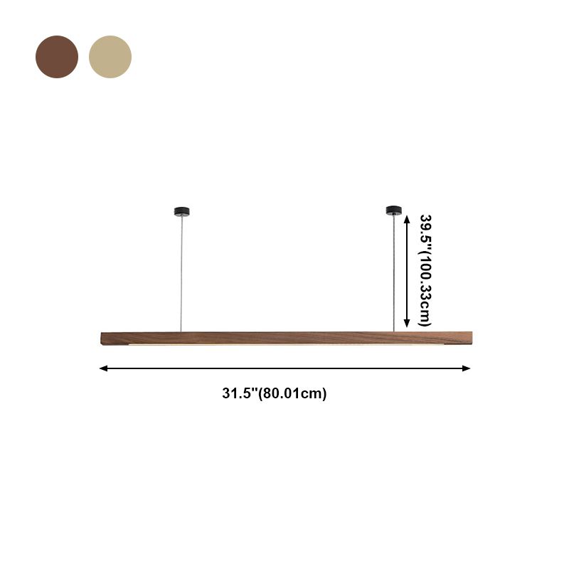 Zeitgenössische Insel Leichtes lineares Holz 1 helle Inselpendelleuchte für Küche