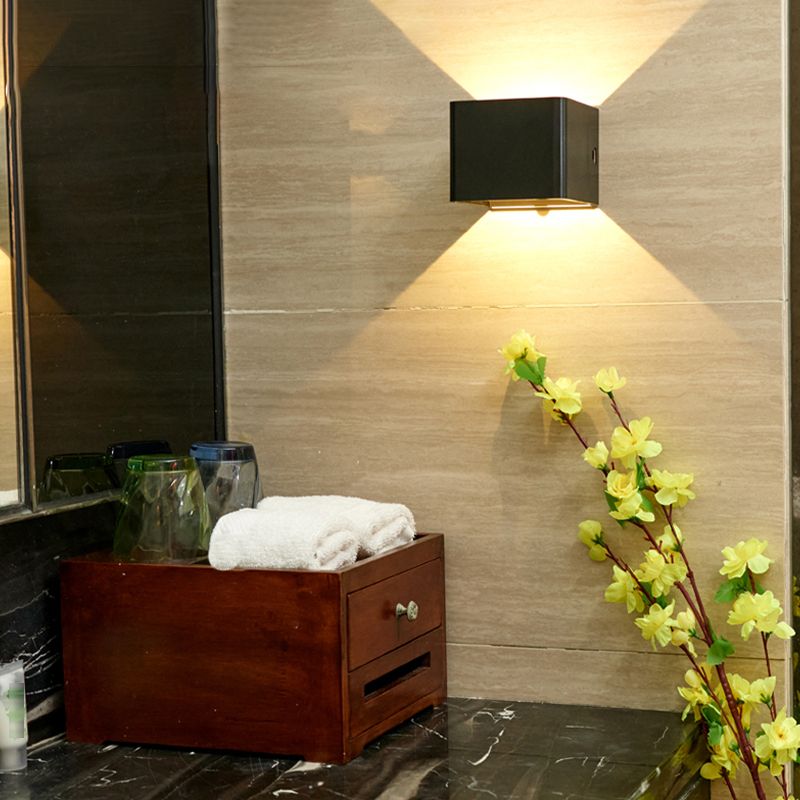 Modern Metal Wall Sconce Square Shape Wall Light with Plastic Shade for Courtyard