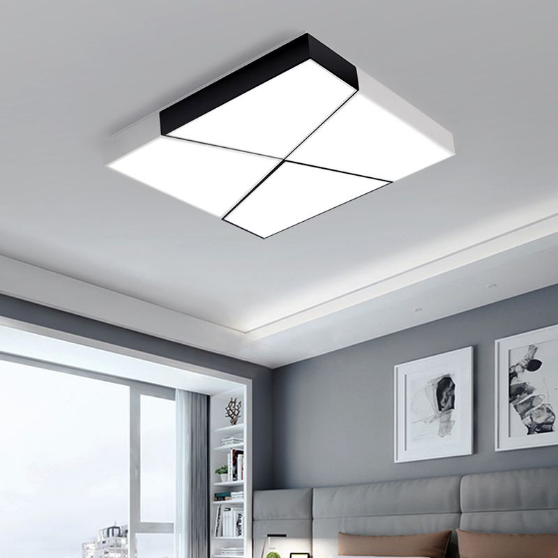 Minimalist Splicing Ceiling Lamp Acrylic Living Room LED Flush Mounted Light in Black-White