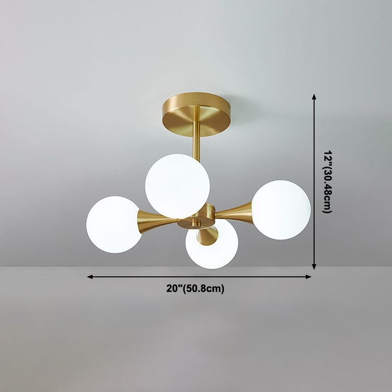 Modern Sputnik Ceiling Light Glass Shade Flush Mount Light for Bedroom Living Room