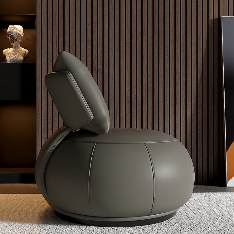 Solid Color Lounge Chair Living Room Round Base Side Fixed Back Chair