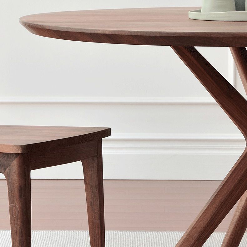 Contemporary Round Dining Table Pine Solid Wood Pedestal Table for Dining Room Kitchen Table