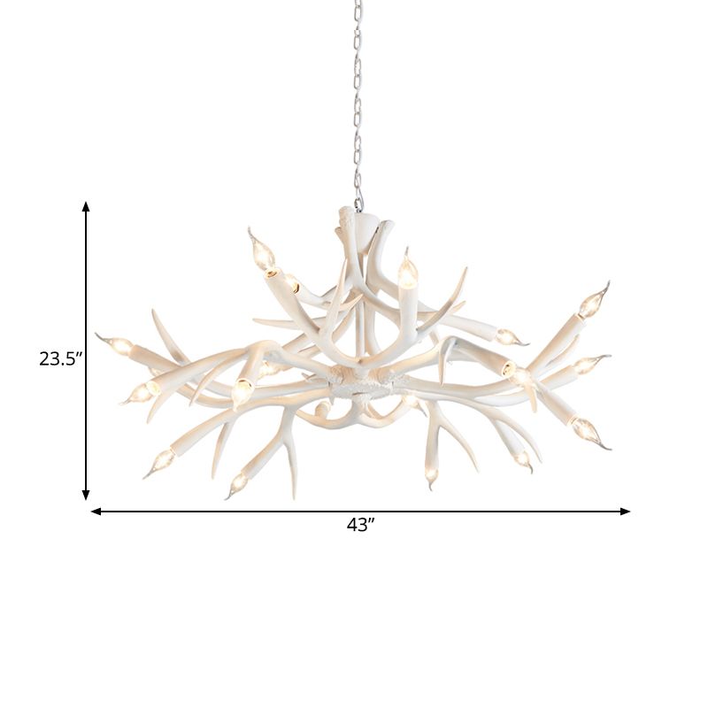 Lámpara de araña de resina Sputnik Contemporáneo de 22 cabezas de comedor Luz de techo en blanco