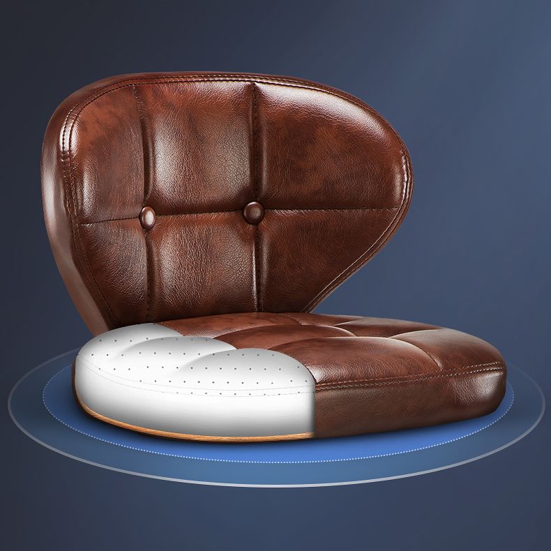 Contemporary Adjustable Bar and Counter Stool Low Back Leather Stool with Pedestal Base