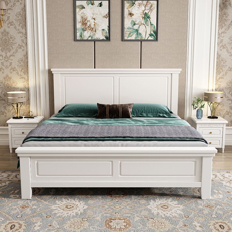 84.65 inch Wide Traditional Panel Bed Solid Wood Bed Frame with Headboard