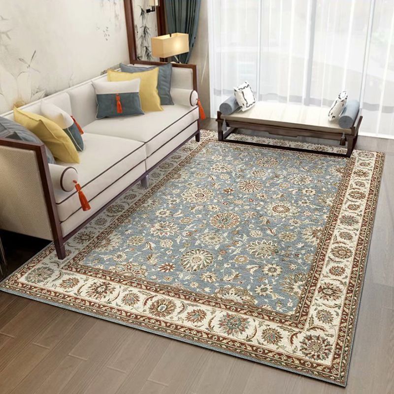 Mid-Century Area Rug Classic Floral Print Carpet Non-Slip Backing Carpet for Living Room
