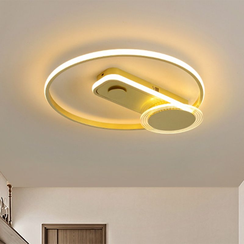 Metallo Hoop Flush Mount Luce Minimal Nero/Oro Finitura LED Lampada a Flush Fixture, 16 "/19.5" Wide
