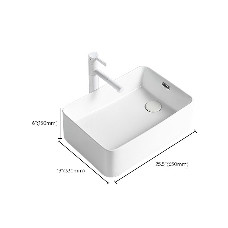 Modern Bathroom Sink Porcelain Solid Color Rectangular Vessel Bathroom Sink