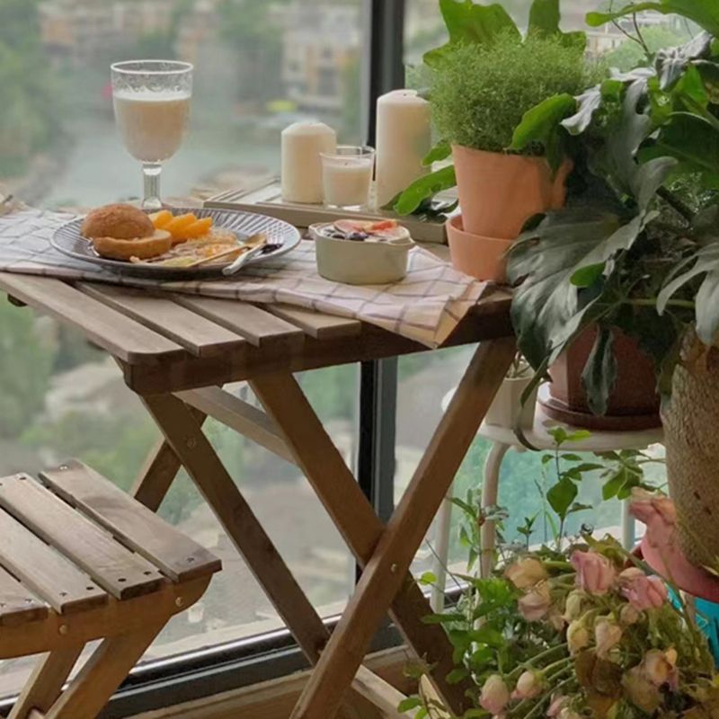 Modern Wood Patio Dining Table 1/2/3 Pieces Collapsible Dining Set for Courtyard