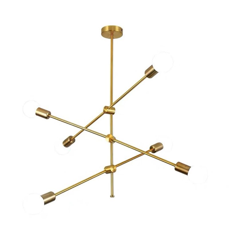 Linee geometriche lampadario in metallo creativo design a lampadina nuda dispositivo di illuminazione moderna in oro elettroplato