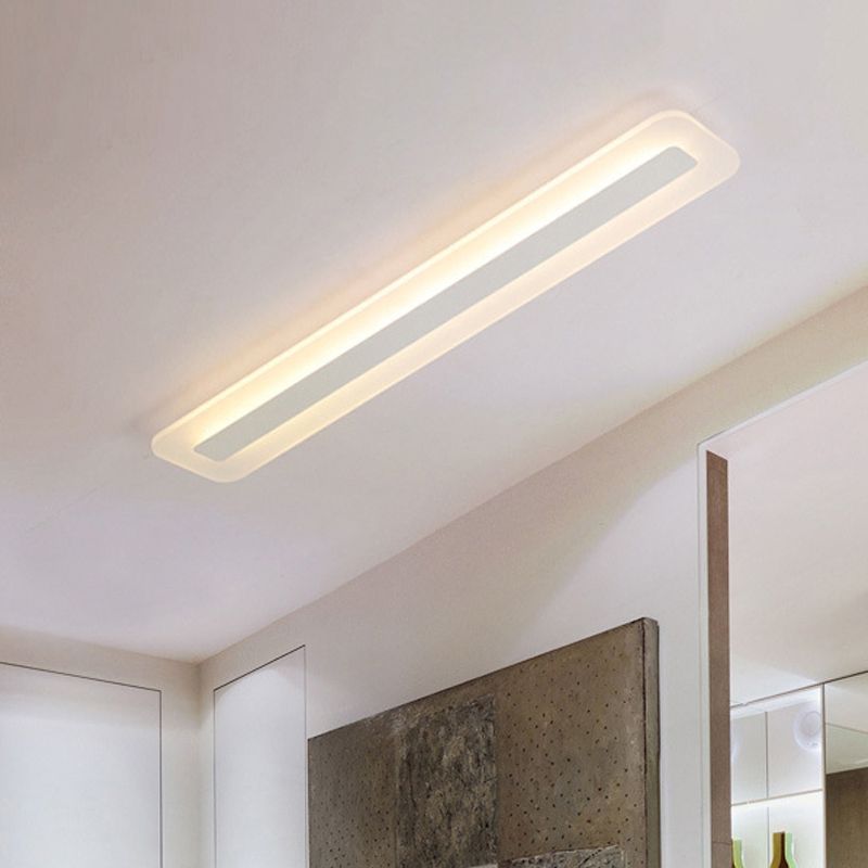 16"/23.5"/31.5" Wide Linear Acrylic Flush Mount Light Modern LED White Ceiling Mounted Fixture in Warm/White Light