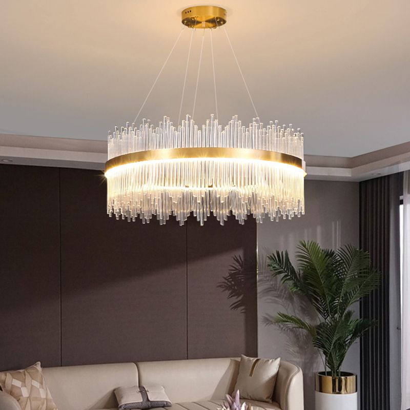 Luz de colgante LED de cristal de lámpara de lámpara de estilo contemporáneo para sala de estar