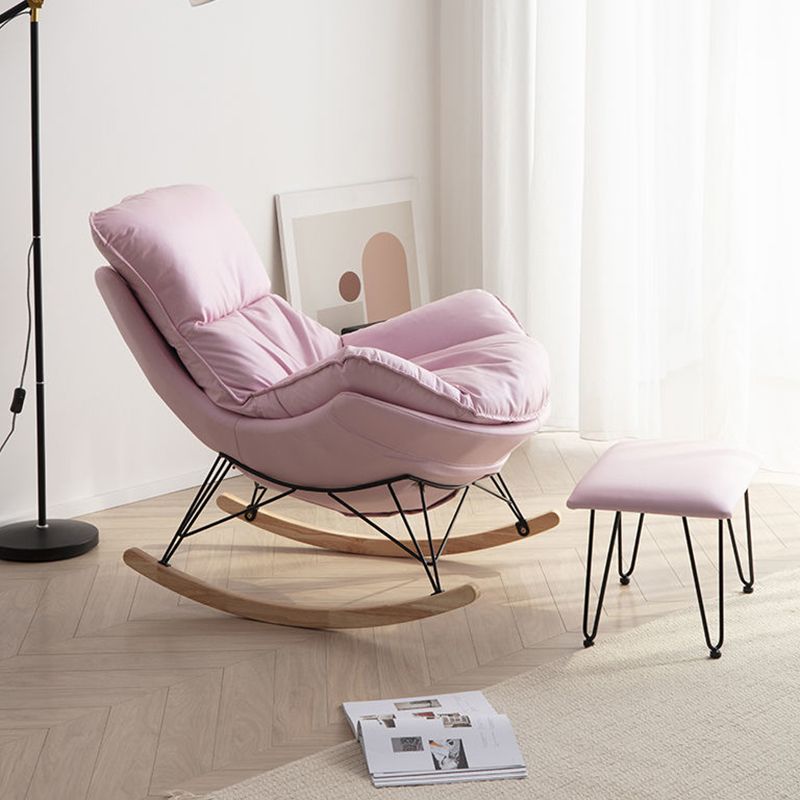 Simple Faux Leather Rocker Chair Plain Rocking Chair with Removable Cushions