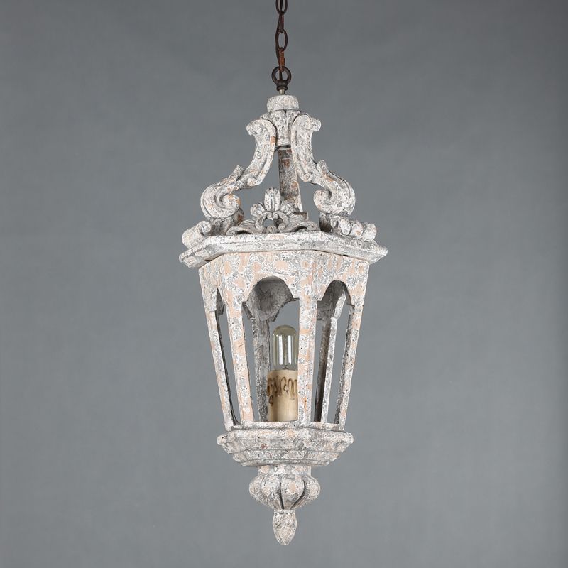 Landelijke paviljoen hanger lamp 1-licht bedroefd houten hangend plafondlicht voor woonkamer