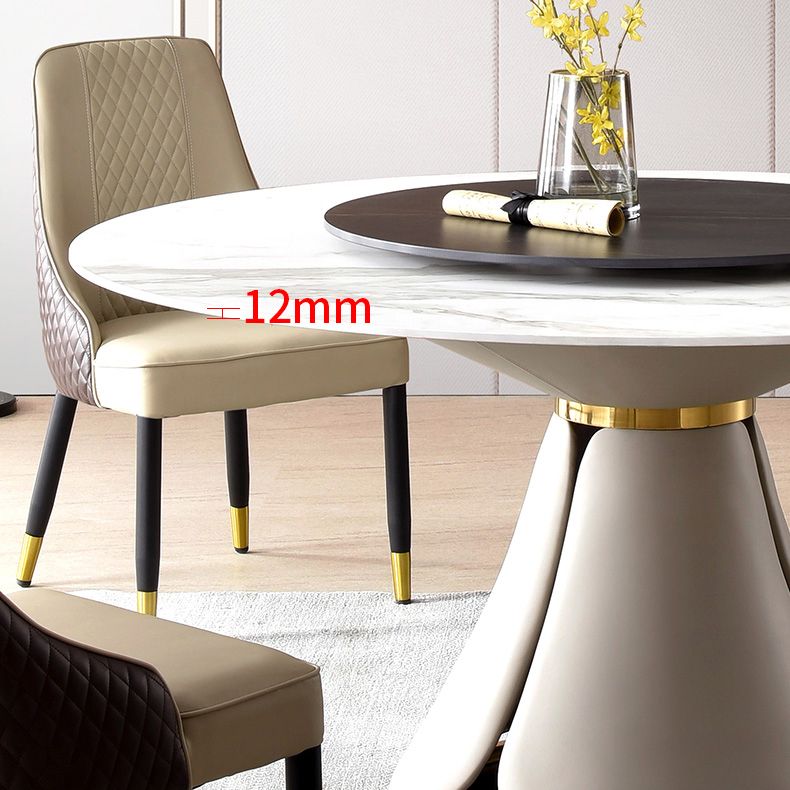 Traditional Luxury Dining Table Round Dining Table with Stainless Steel Pedestal