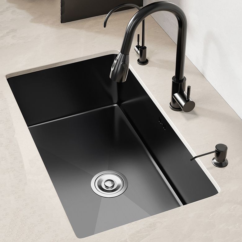 Rectangular Kitchen Sink Black Stainless Steel Single Bowl Top Mount Kitchen Sink