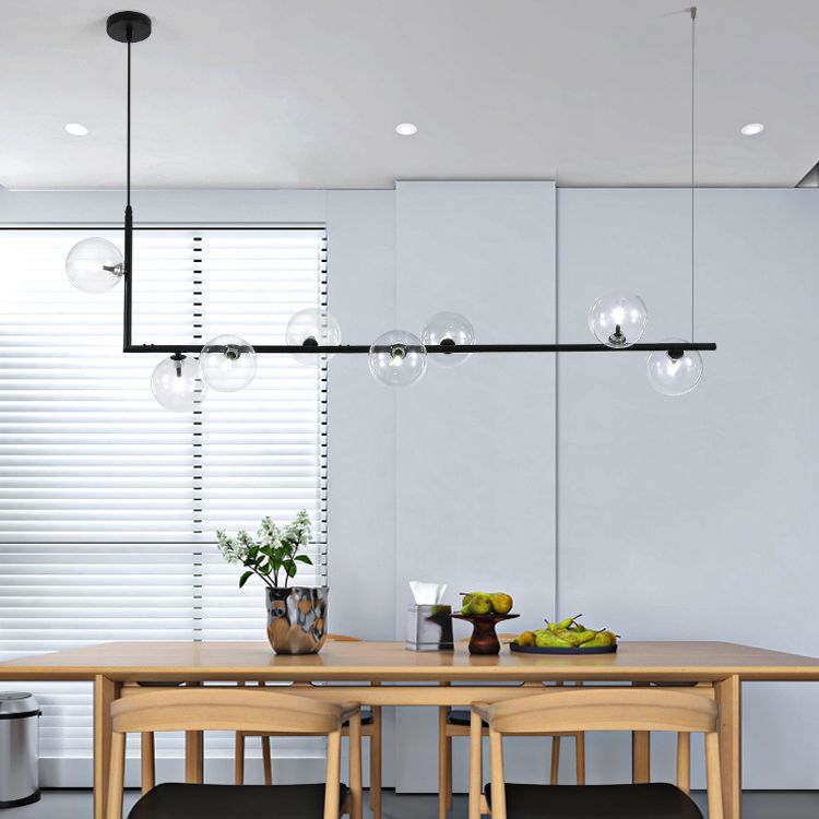 Round Glass Multi Light Pendant Contemporary Style Ceiling Pendant Light for Dinning Room