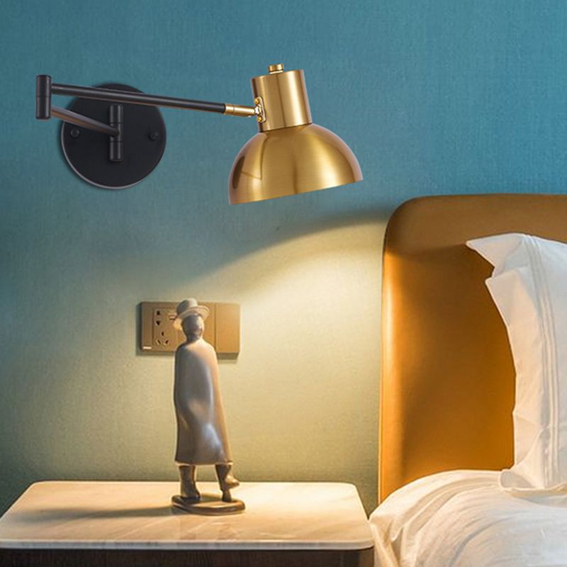 Single Golden/Black/Grey Contemporary Wall Mounted Sconce Metallic Wall Light for Foyer