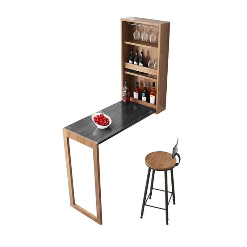 Folding Bar Pub Table Set 1/2/3 Pcs Modern Wood Bar Table and Mateal Frame Stools