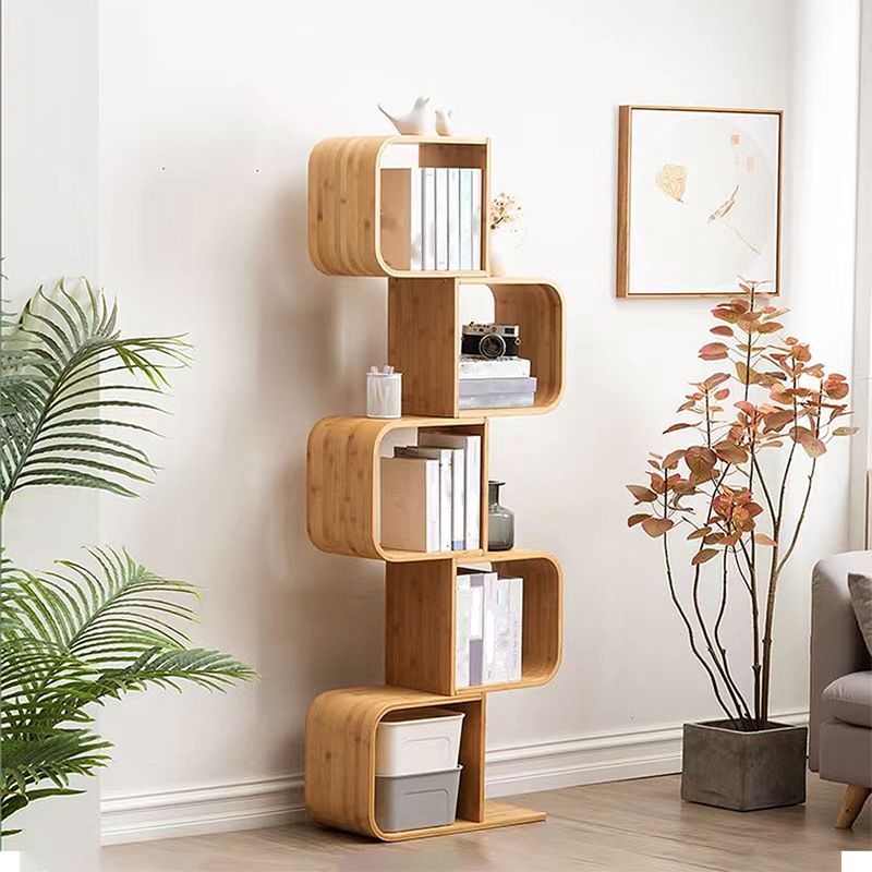 Geometry Bamboo Bookshelf Modern Style Bookcase for Home Office 22" W X 9" D