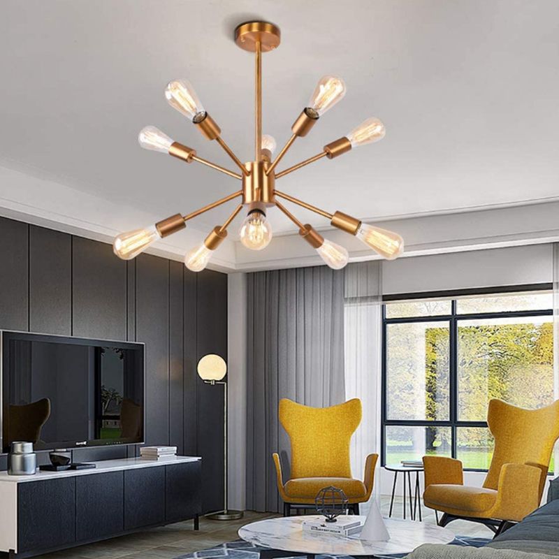 Modern Gold Sputnik Chandelier 10-Light Sphere Satellite Style Ceiling Lights