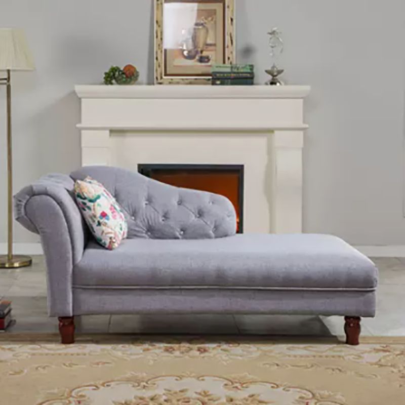 Living Room Velvet Rolled Arms Chaise Modern Chaise Lounge with Upholster
