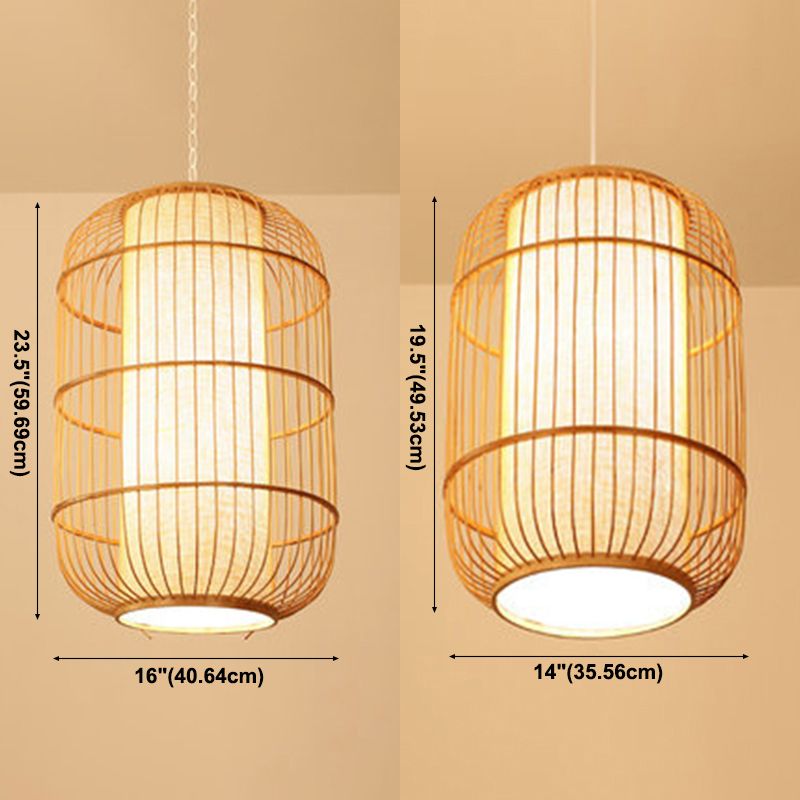 Chinese Elongated Pendant Lighting Fixtures Rattan Hanging Light with Hanging Cord for Restaurant