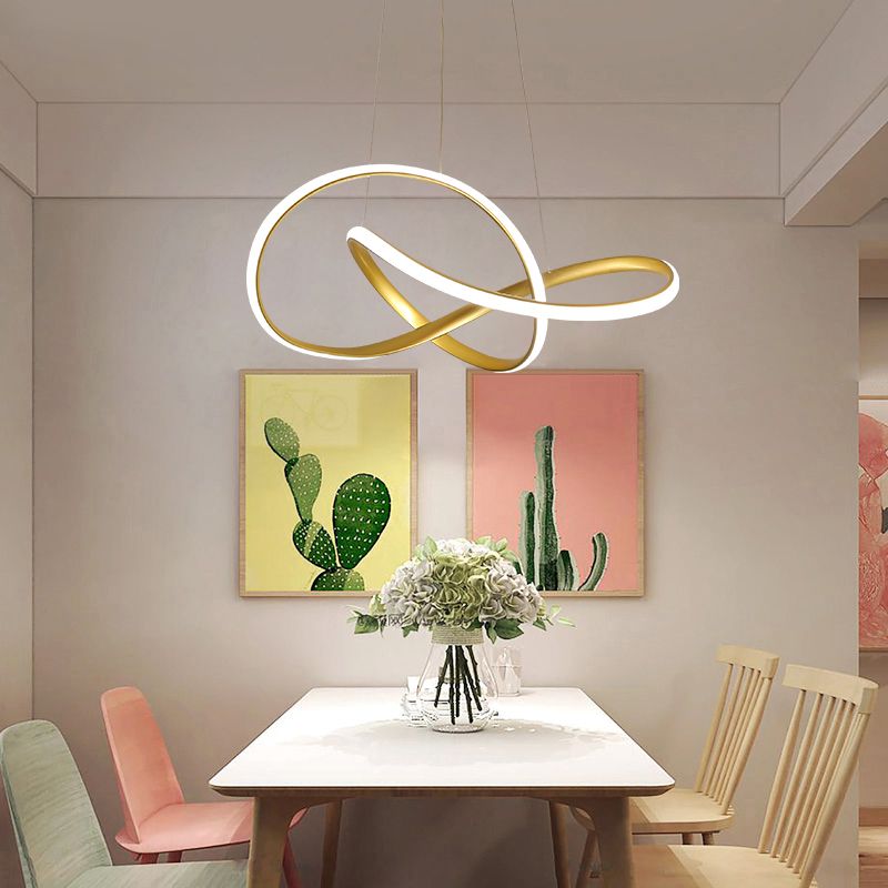 1 Light Twisted Pendant Chandelier Modern Style Metal Hanging Lamps