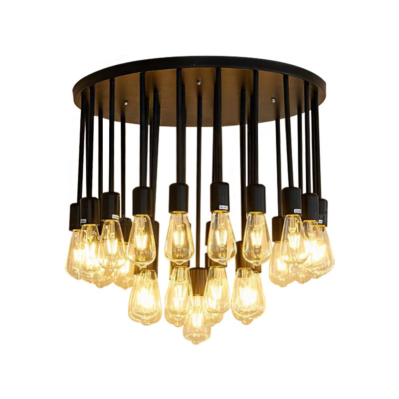 23/31 Lights Ceiling Light Fixture with Hanging Shade Clear Glass Nordic Living Room Semi Flush, 19.5"/23.5" Wide