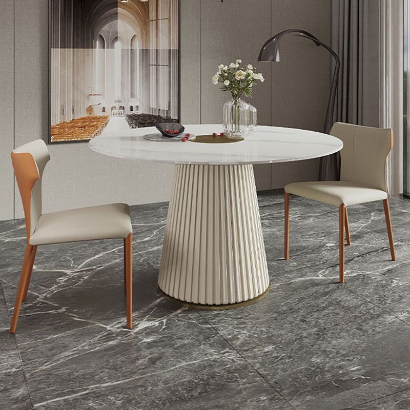 Glam Home Convertible Dining Table Sintered Stone Round Pedestal Table