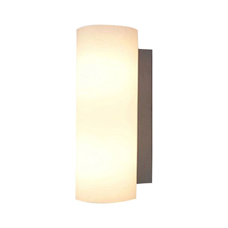 Cylindrical Bedroom Sconce Lighting White Glass 1 Light Modernist Wall Mount Light
