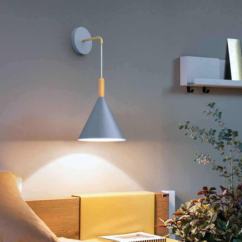 Macaron Style Wall Lamp Metal 1 Light Sconce Light for Bedroom