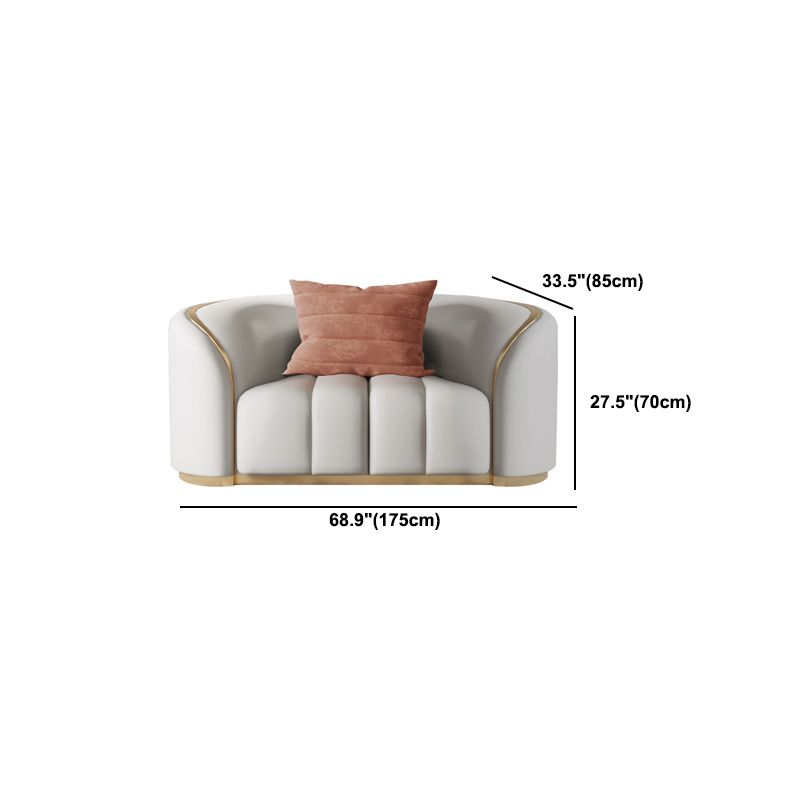 Contemporary Leather Sofa Tight Back Tuxedo Arm Sofa for Living Room