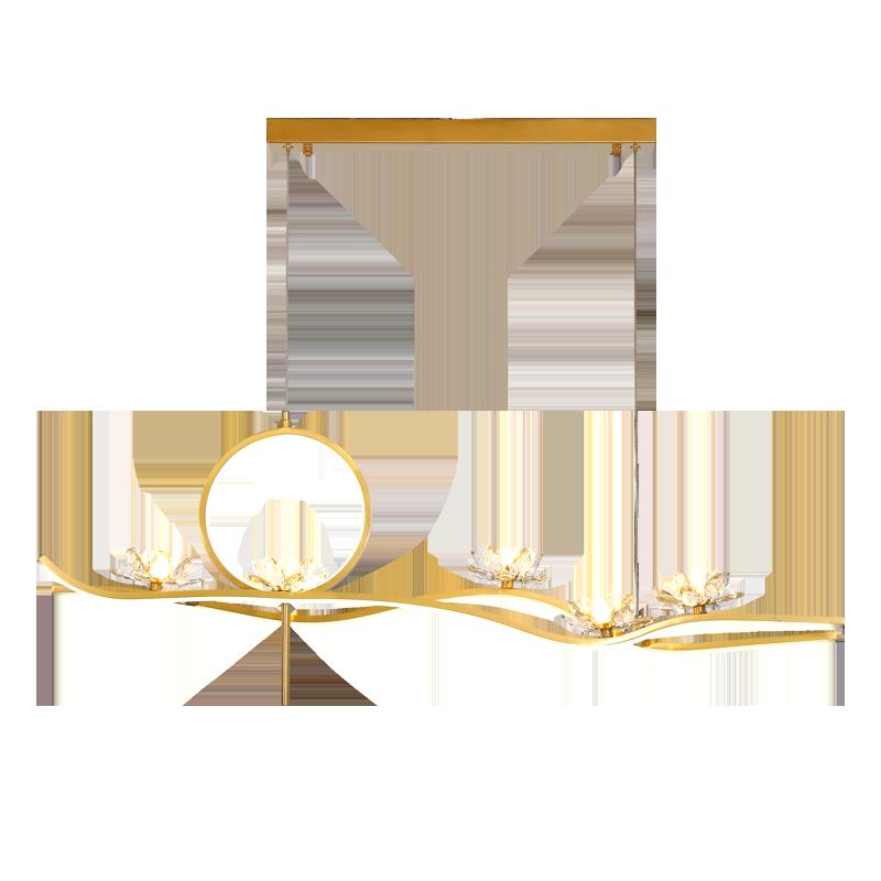 Luces colgantes colgantes de metal dorado lámparas colgantes lineales contemporáneas para comedor