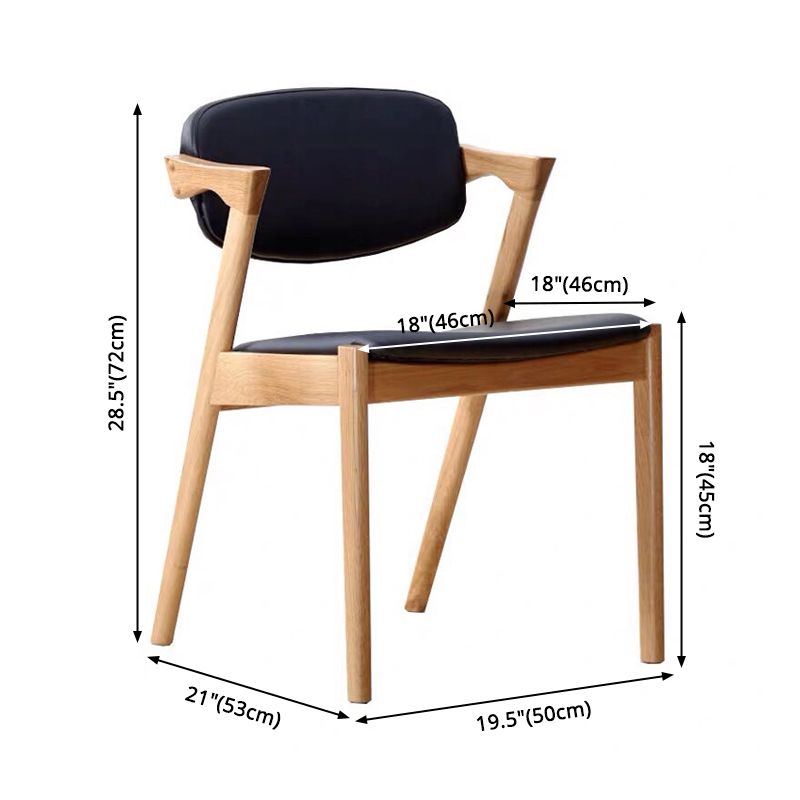 Chaise de salle à manger carrée en bois contemporaine, chaise latérale à dossier ouvert pour cuisine