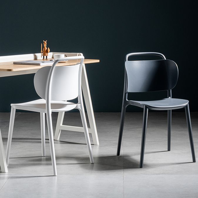 Contemporary Plastic Dining Armless Chair Open Back Dining Side Chair for Kitchen