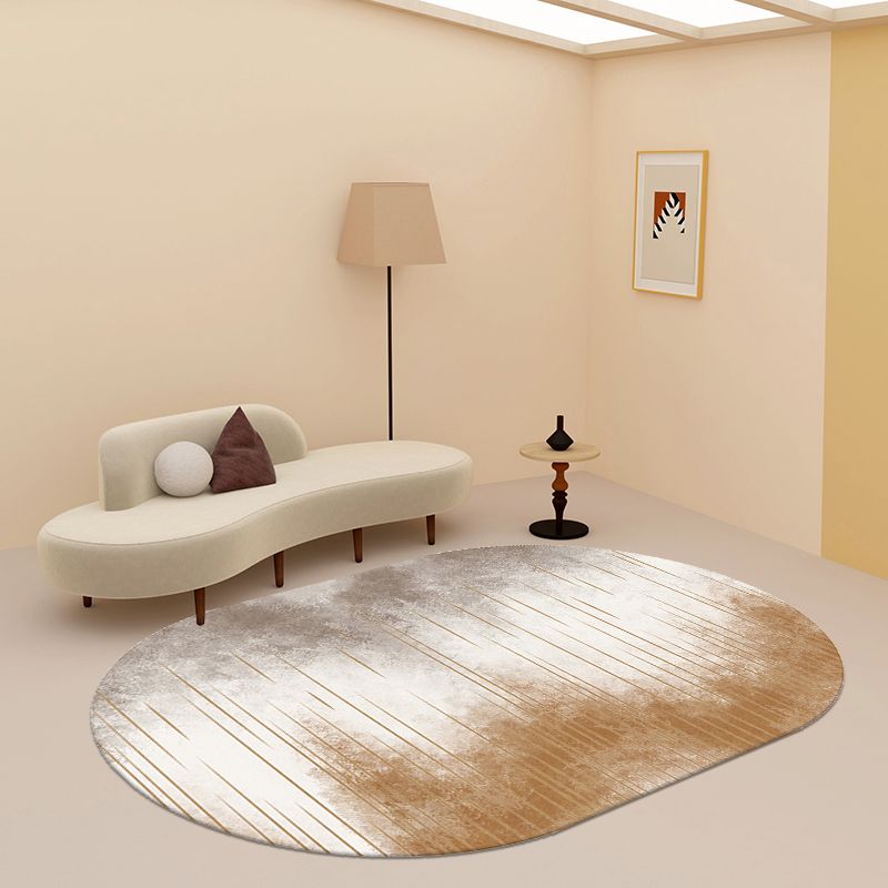 Brown Modern Carpet Polyester Graphic Carpet Washable Area Carpet for Living Room