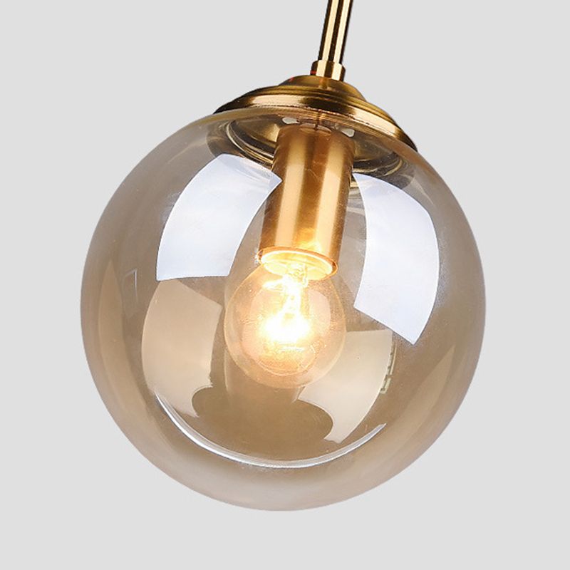 Globe Glass Hanging Lamp in Modern Creative Style Electroplate Metal Pendant Light for Dining Room