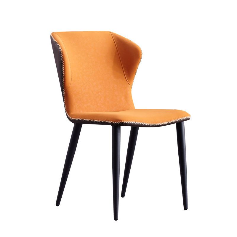 Contemporary Dining and Accent Chairs Matte Finish Leather Curved Wingback Side Chair