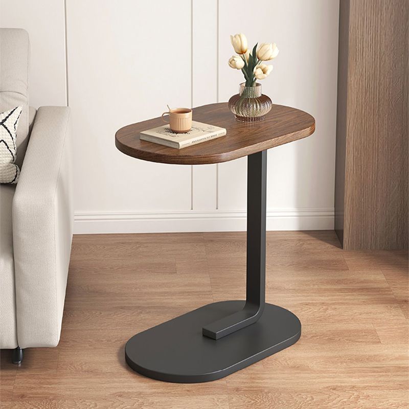 24.8" Tall C-shape End Table Wooden Accent Side Table for Living Room